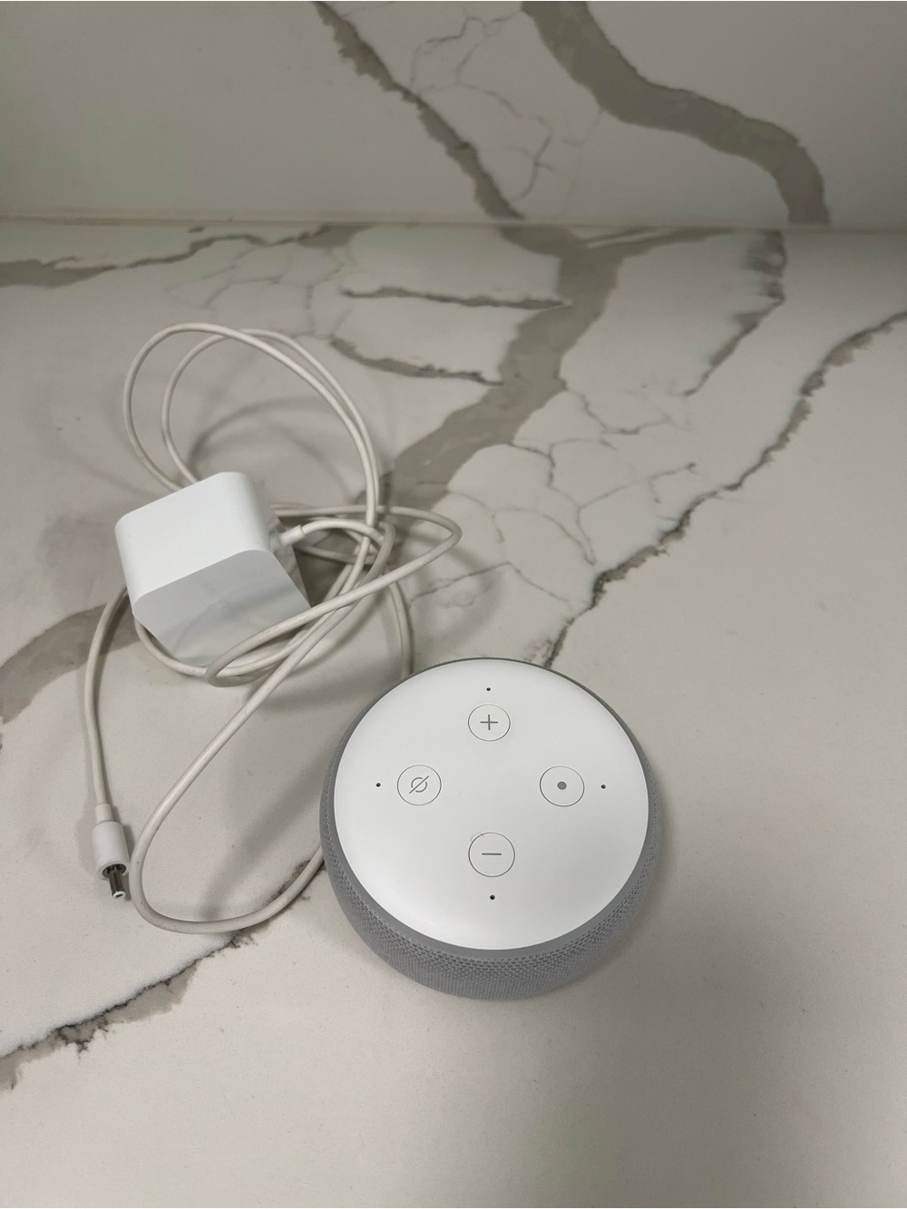 Echo Dot. White, 3rd generation, from Amazon. Great condition.